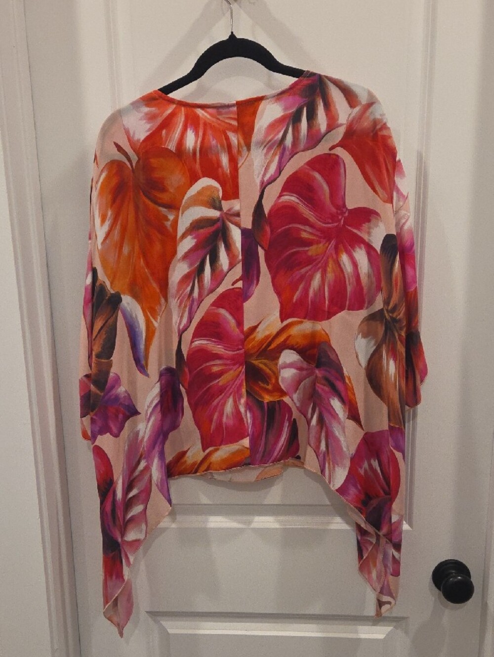 Karen Kane Pink and Orange Floral Draped Tunic Top - Picture 5 of 5